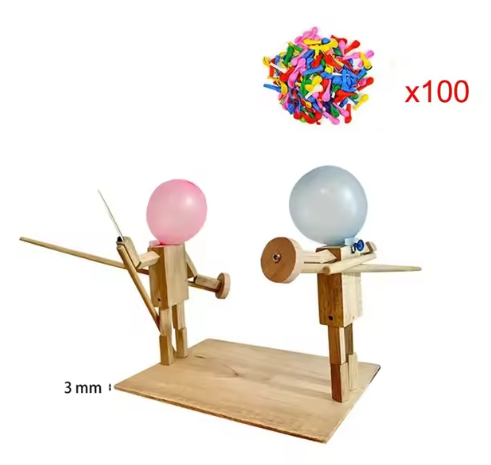 Handmade Balloon Heads Wooden Fighter Puppets – Novelty Toy