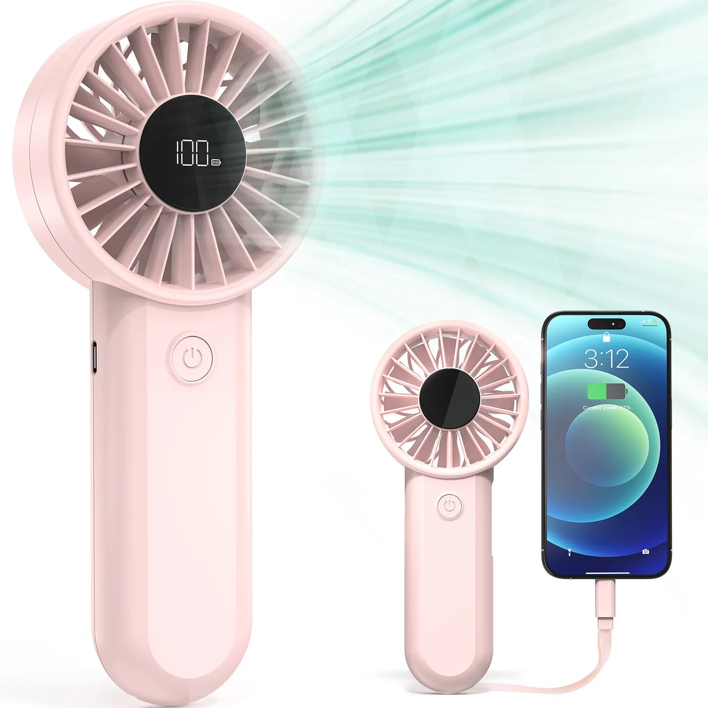 2-in-1 Rechargeable Multifunction Handheld Fan and Powerbank for Household Car Outdoor Hotel RV Use