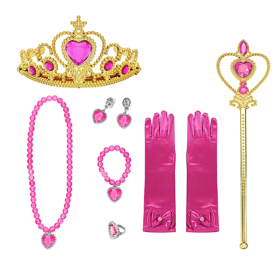 Girls Princess Dress Sleeping Beauty Aurora Cosplay Costume 2025 Kids Carnival Birthday Party Pink Long Sleeve Evening Dresses