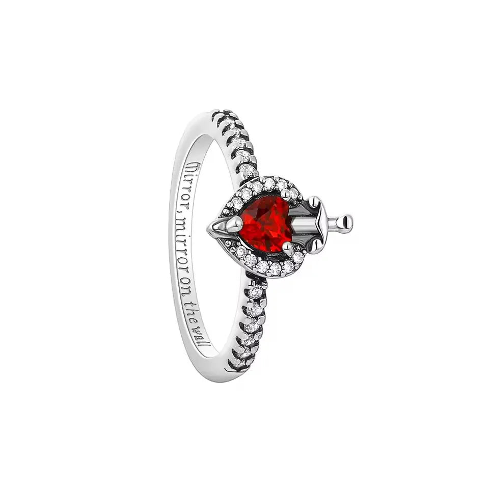New 925 Sterling Silver Charm Red Heart-shaped Rings Women Rings Fine Jewelry Fashion Mother Gifts