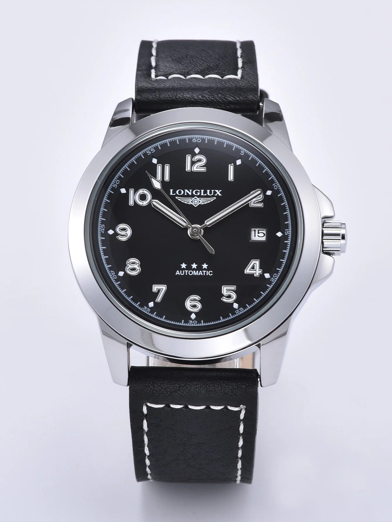 LONGLUX Men's Automatic Mechanical Watch – Vintage Pilot Leather Gift Watch