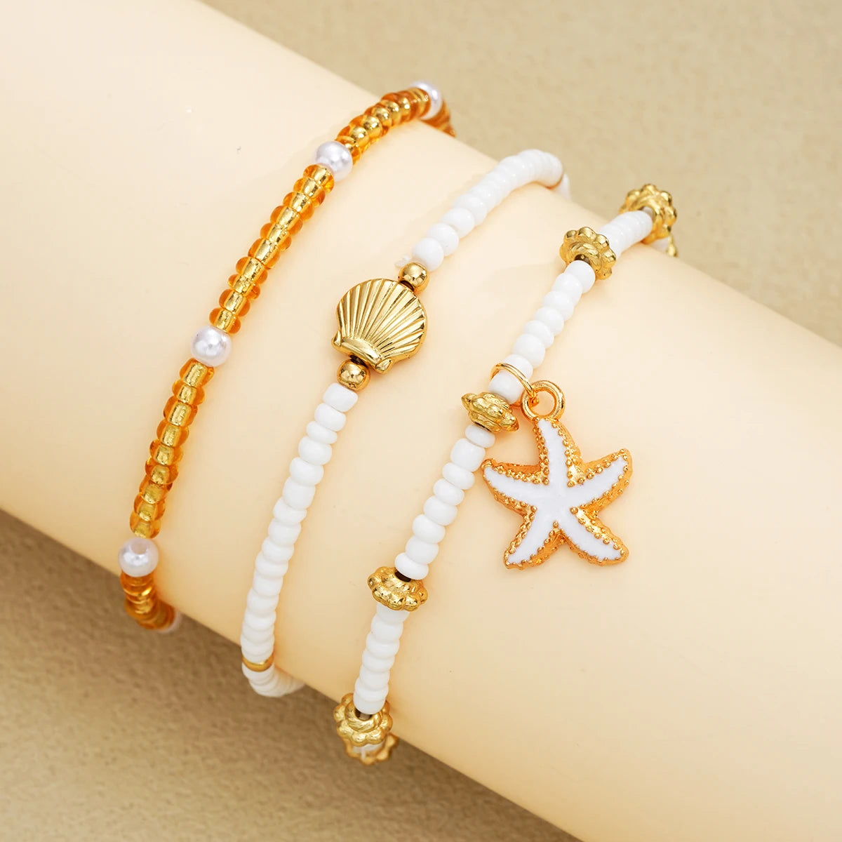 6-Piece Shell & Starfish Beaded Jewellery Set – Necklace & Bracelet Holiday Accessories