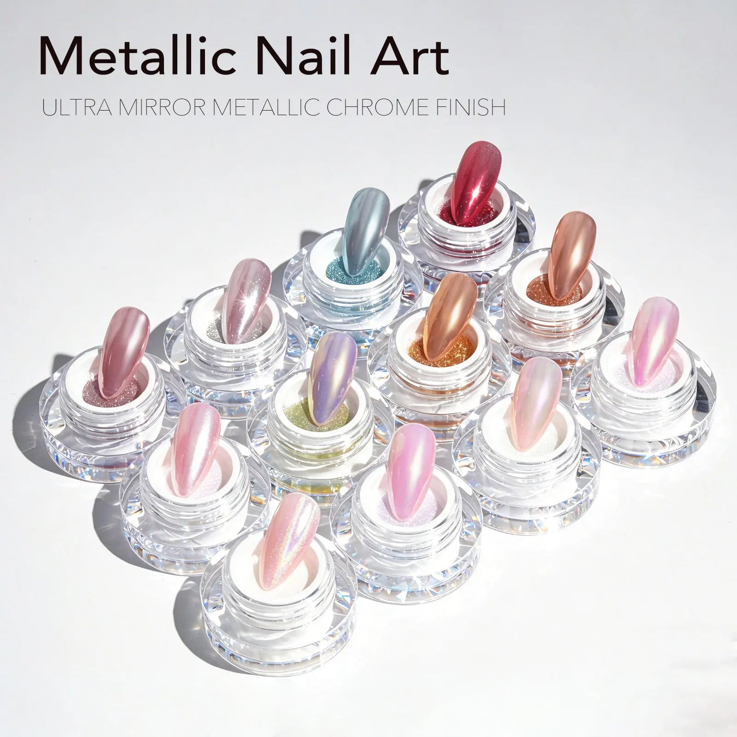 CANNI Mirror Chrome Nail Powder Aurora Effect Pearl Pigment Dust for UV Gel Nails Metallic Nail Art Decoration DIY Design