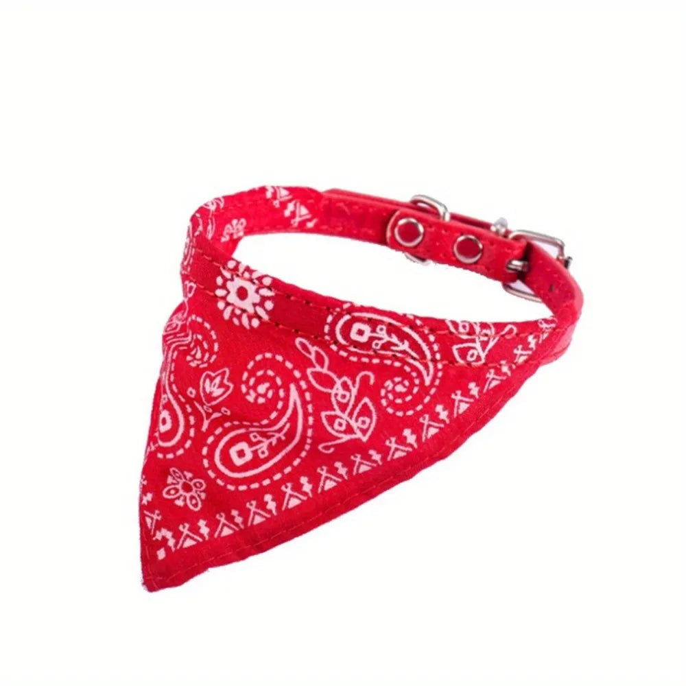 Adjustable Pet Bandana Collar – Knit Fabric Triangle Neckerchief for Dogs & Cats
