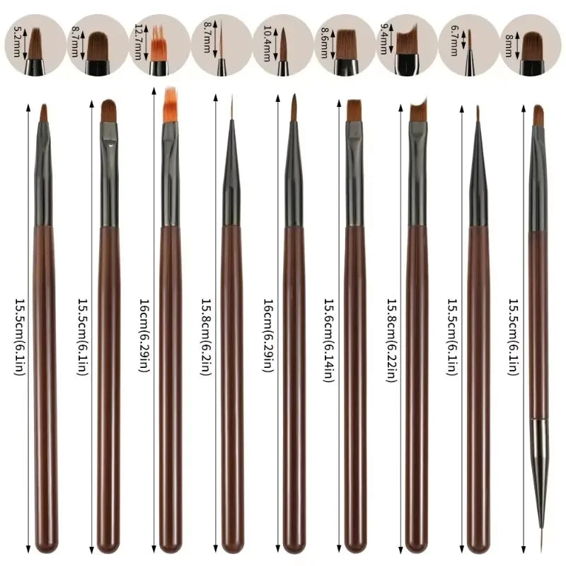 9 UV Gel Pen Nail Brush DIY Nail Brush Acrylic Painting Brush, Eyeliner for Nail Design Nail Tip Display Painting Tools.
