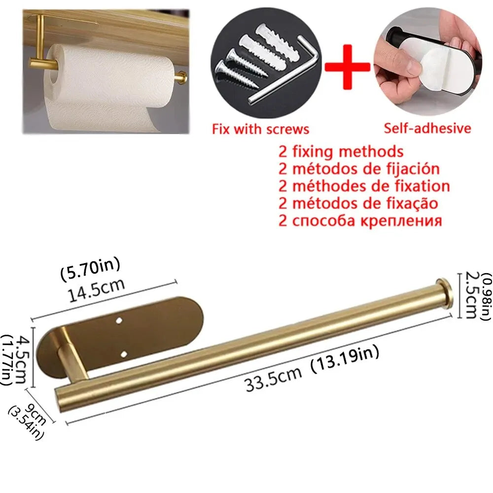Adhesive Kitchen Paper Towel Holder – Wall-Mount Tissue & Roll Dispenser