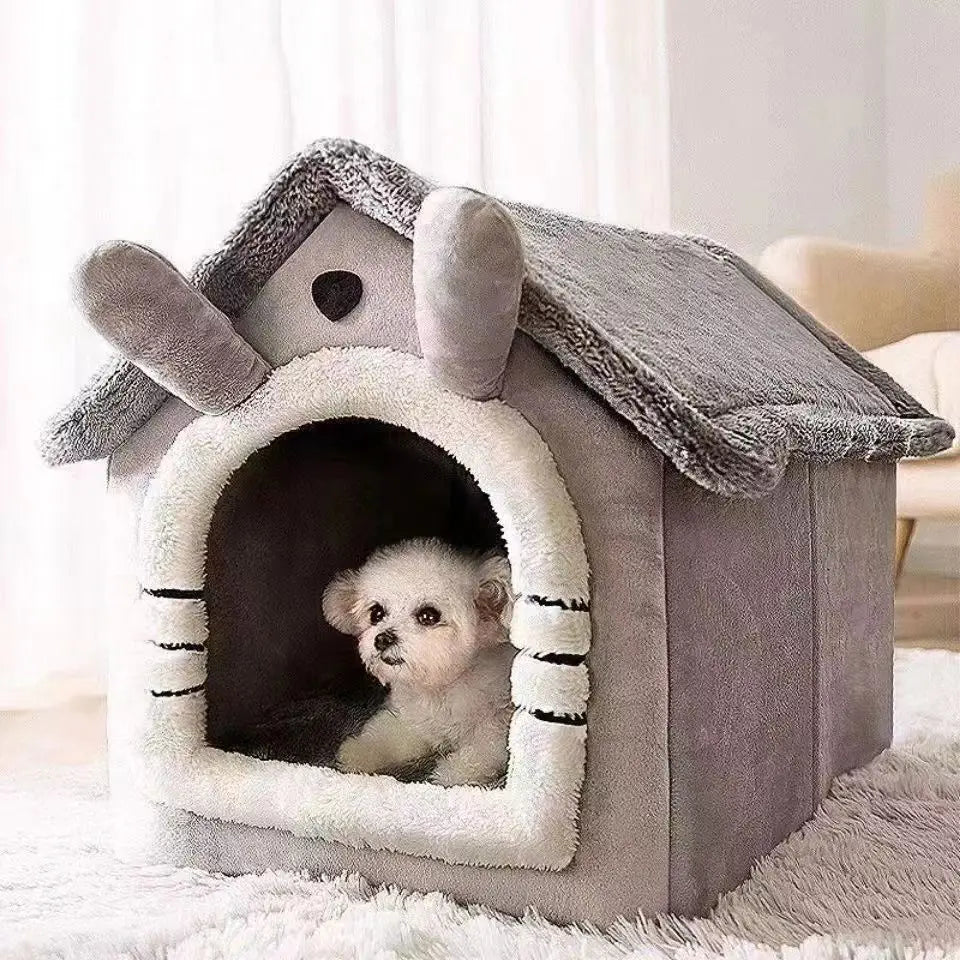 Indoor Dog House Tent Bed with Washable Cushion – All Seasons