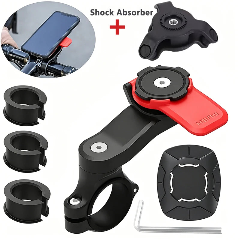 Bike Phone Holder, Motorcycle Mount - Motorcycle Phone Holder, Handlebar Cell Phone Clamp, E-Bike Scooter Phone Clip