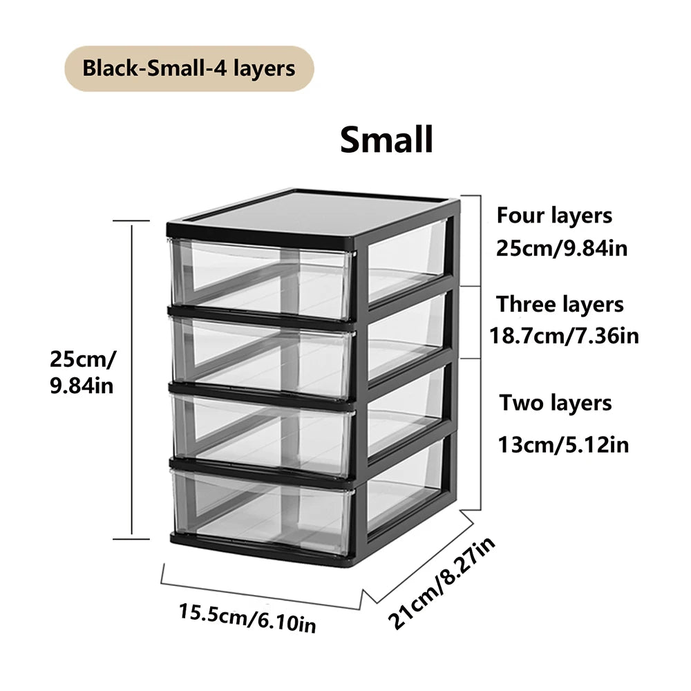 Clear Desktop Storage Box with Drawer – Heightened Organiser for Stationery & Cosmetics