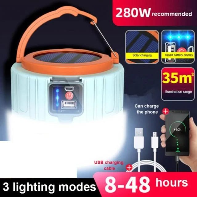 LED Camping Light USB Rechargeable Bulb High Power Outdoor Tent Lamp Portable Lantern Emergency Lighting Lights For BBQ Hiking