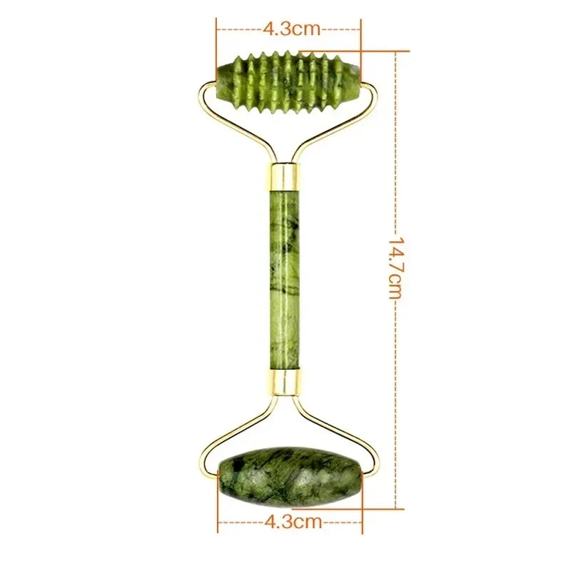 Jade Gua Sha & Face Roller Massage Set – Natural Stone SPA Skincare Tools