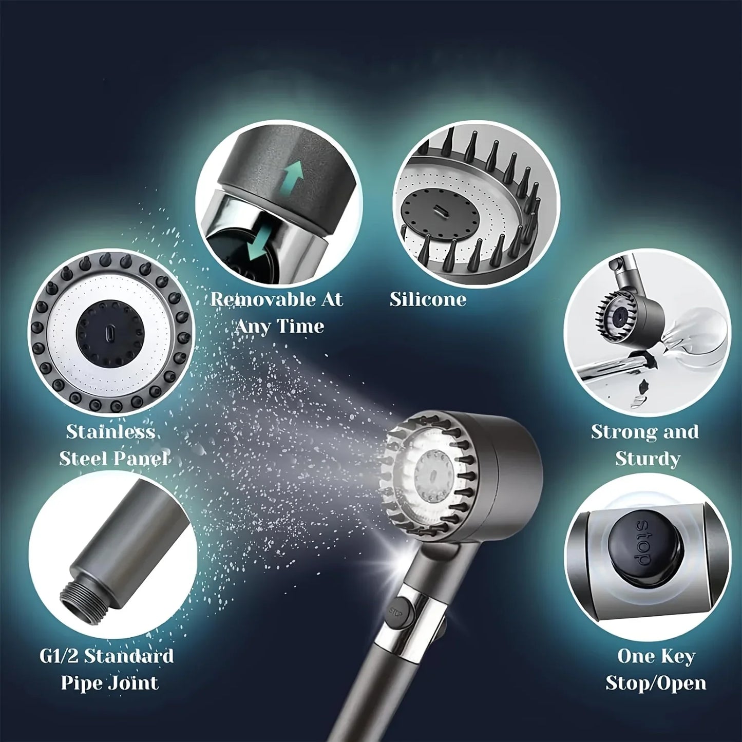 New 2026 High Pressure Shower Head Powerful Boost Filter Handheld Shower Sprayer Bathroom Water Saving Nozzle