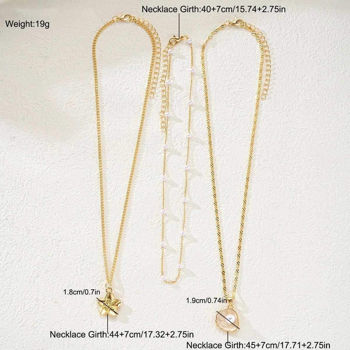 3-Piece Seashell Flower & Pearl Necklace Set – Summer Beach Jewellery Gift