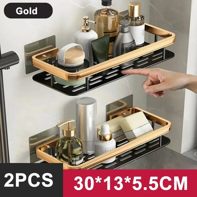 No-Drill Aluminium Shower Shelf – Bathroom Shampoo & Toiletry Storage Rack