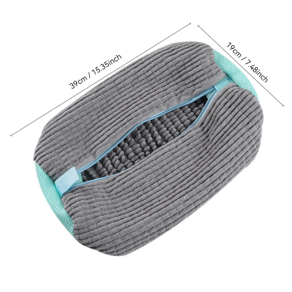 Durable Mesh Shoe Wash Bag with Zipper & Plush Lining - Protects Sneakers/Casual Shoes in Washing Machine, Reusable Laundry Bag