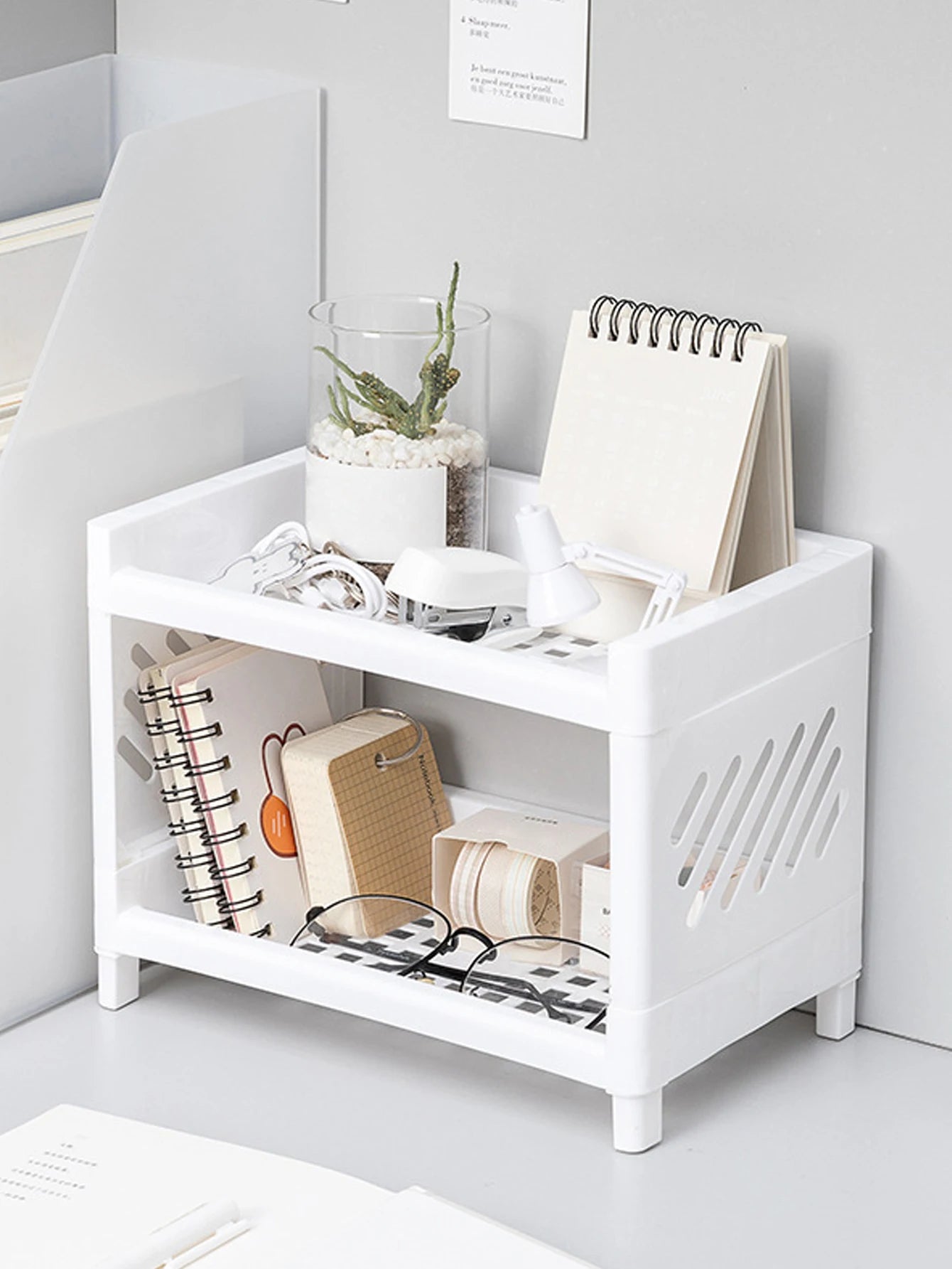 Dubbellaags Bureau Opbergrek – Bureau Organizer voor Cosmetica & Kantoorartikelen