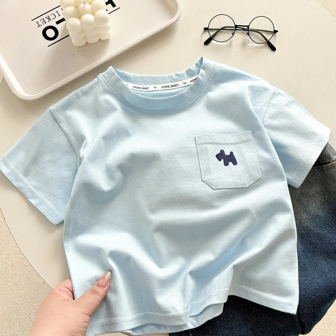 Children's Soft Cotton T-shirt Cotton Boys Summer Baby Boys and Girls New Clothing Girls Loose Casual Blouse Half-sleeved