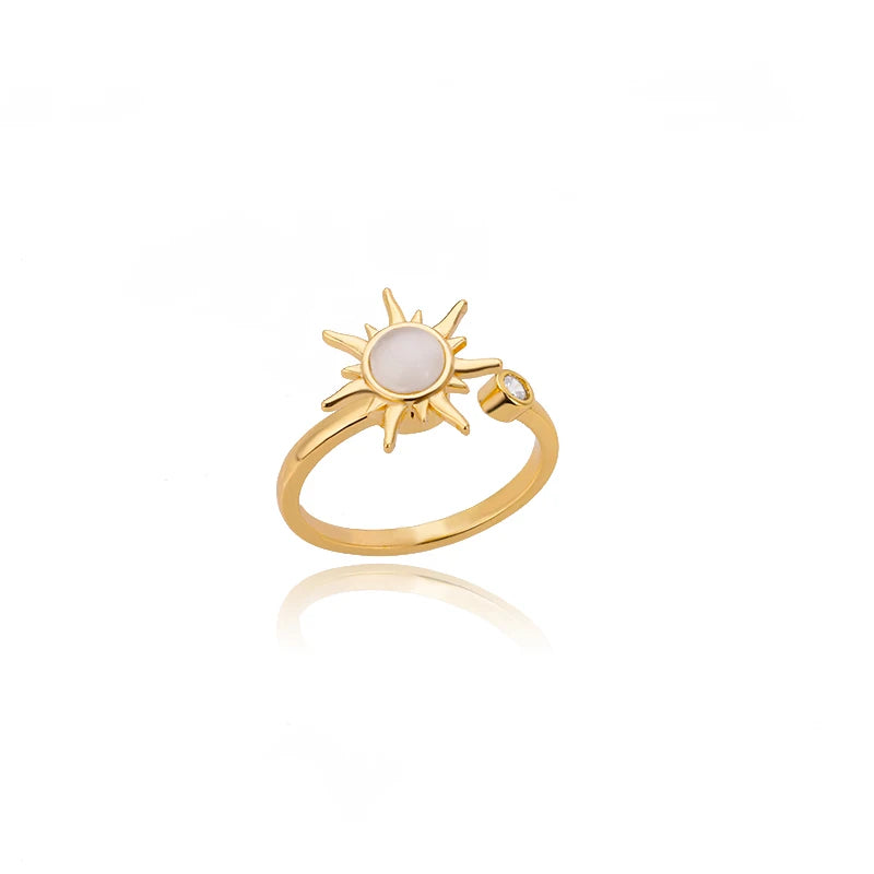 Anti Stress Anxiety Ring For Women Stainless Steel Sun Pendant Spinner Fidget Rings Fashion Birthday Jewelry Gift Free Shipping