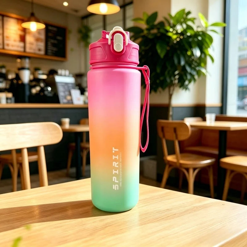 Sports Water Bottle with Time-Tracking Straw – Flip Lid, Leak-Proof, 750ml