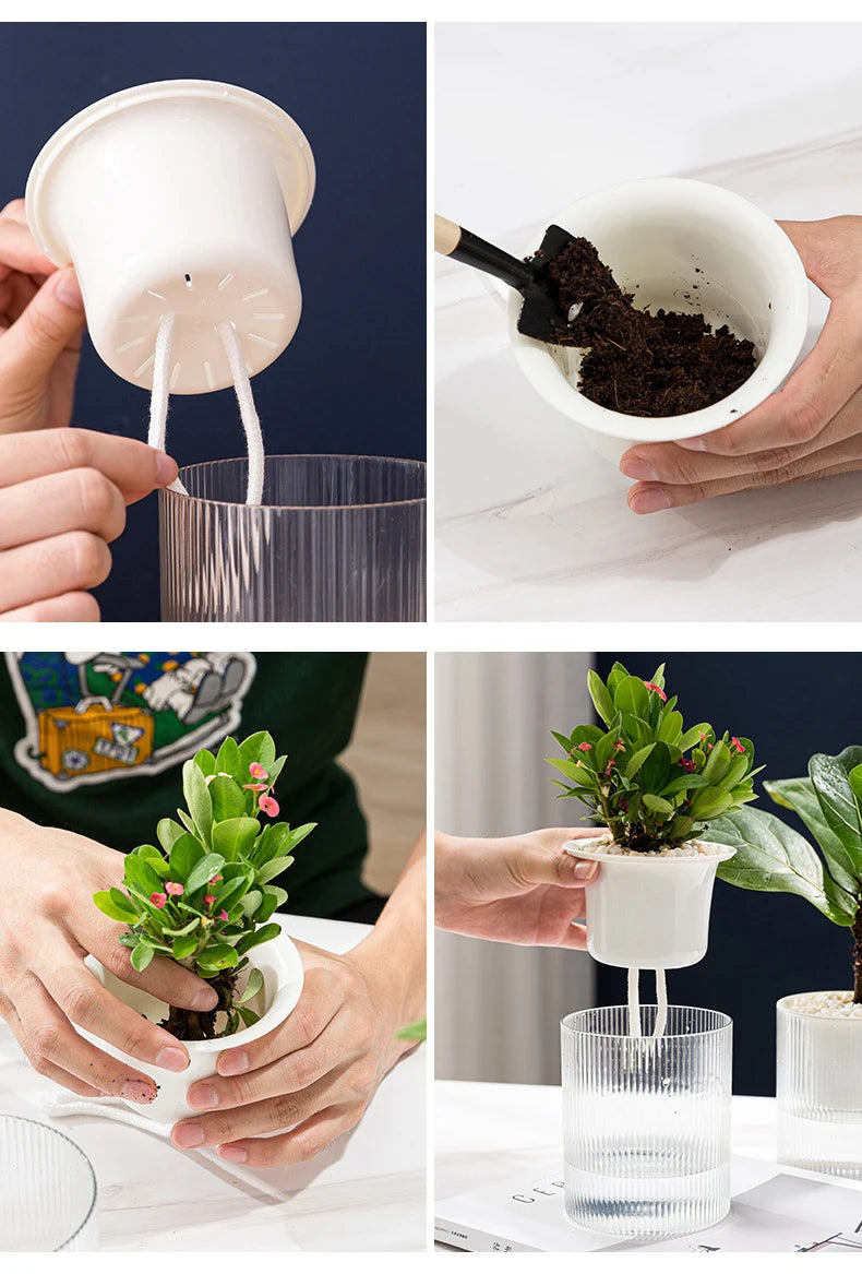 Hydroponic Self-Watering Mini Planter – Fish Tank Tabletop Bonsai Flower Pot
