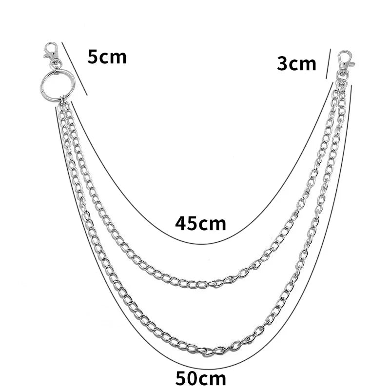 Metal Hip Hop Belt Chain – Punk Wallet & Keyring Clip Accessory