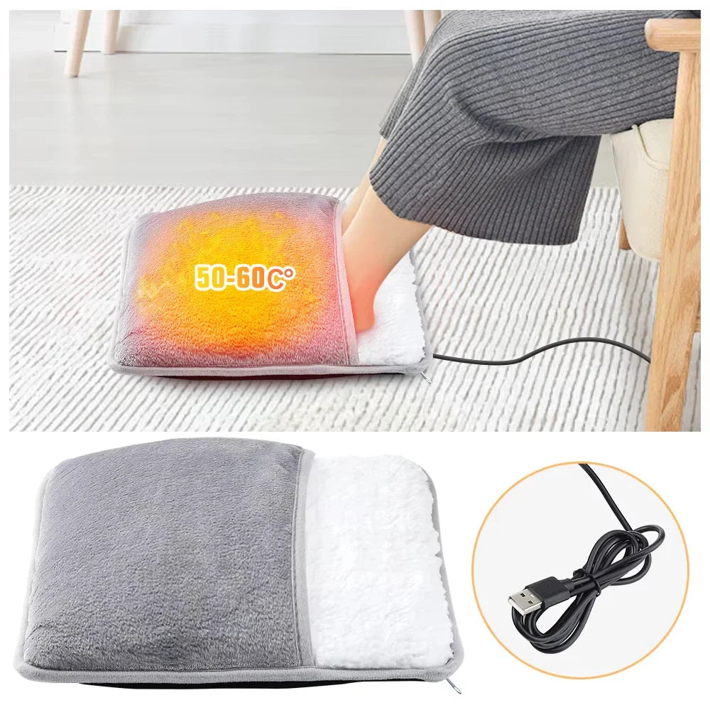 USB Electric Foot Heating Pad – Washable Plush Foot Warmer