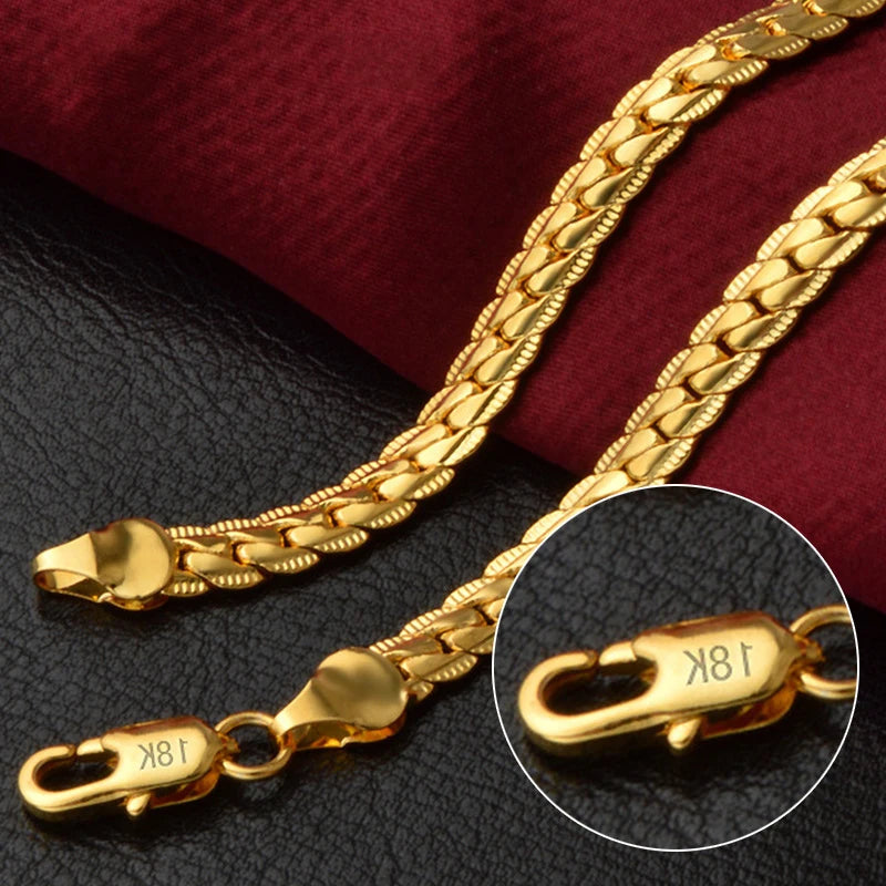 18K Gold Plated 6MM Sideways Chain Necklace – Wedding & Fashion Jewelry