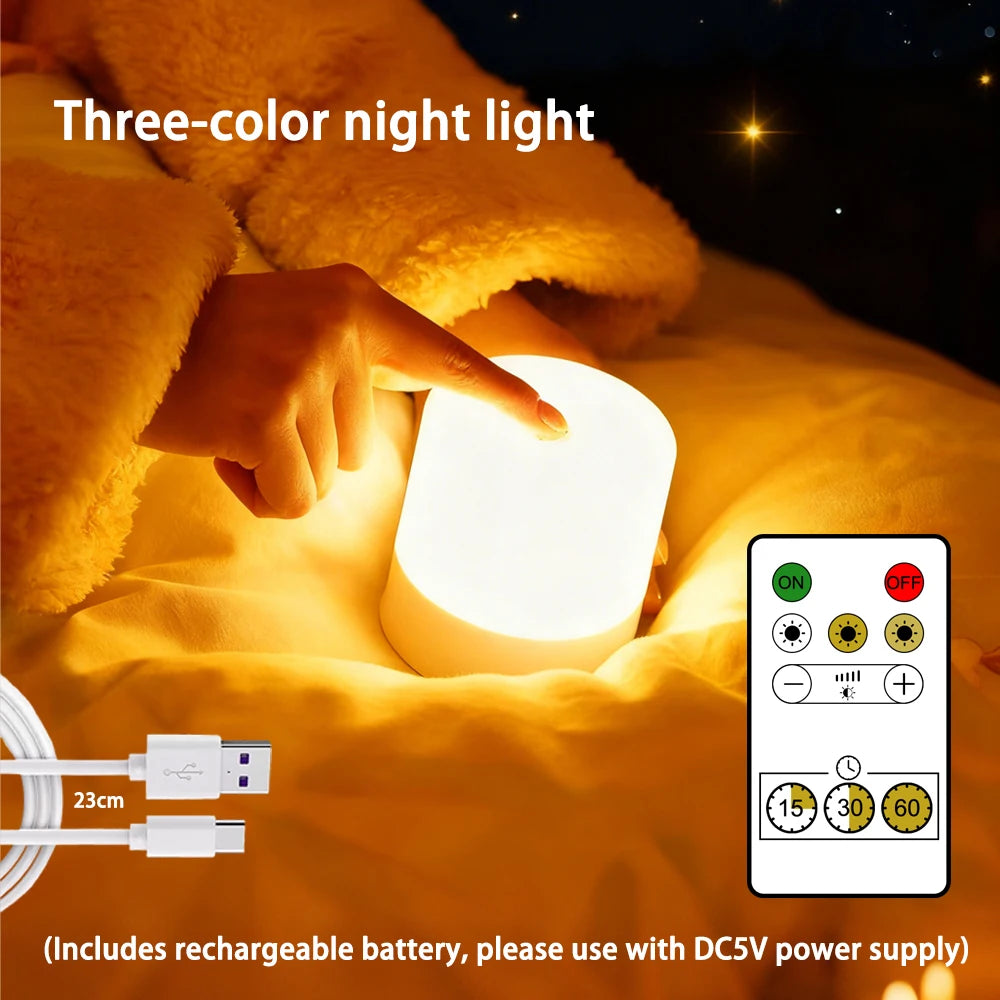 RGB LED Desk Lamp – Dimmable Rechargeable Touch Screen Bedside Reading Light