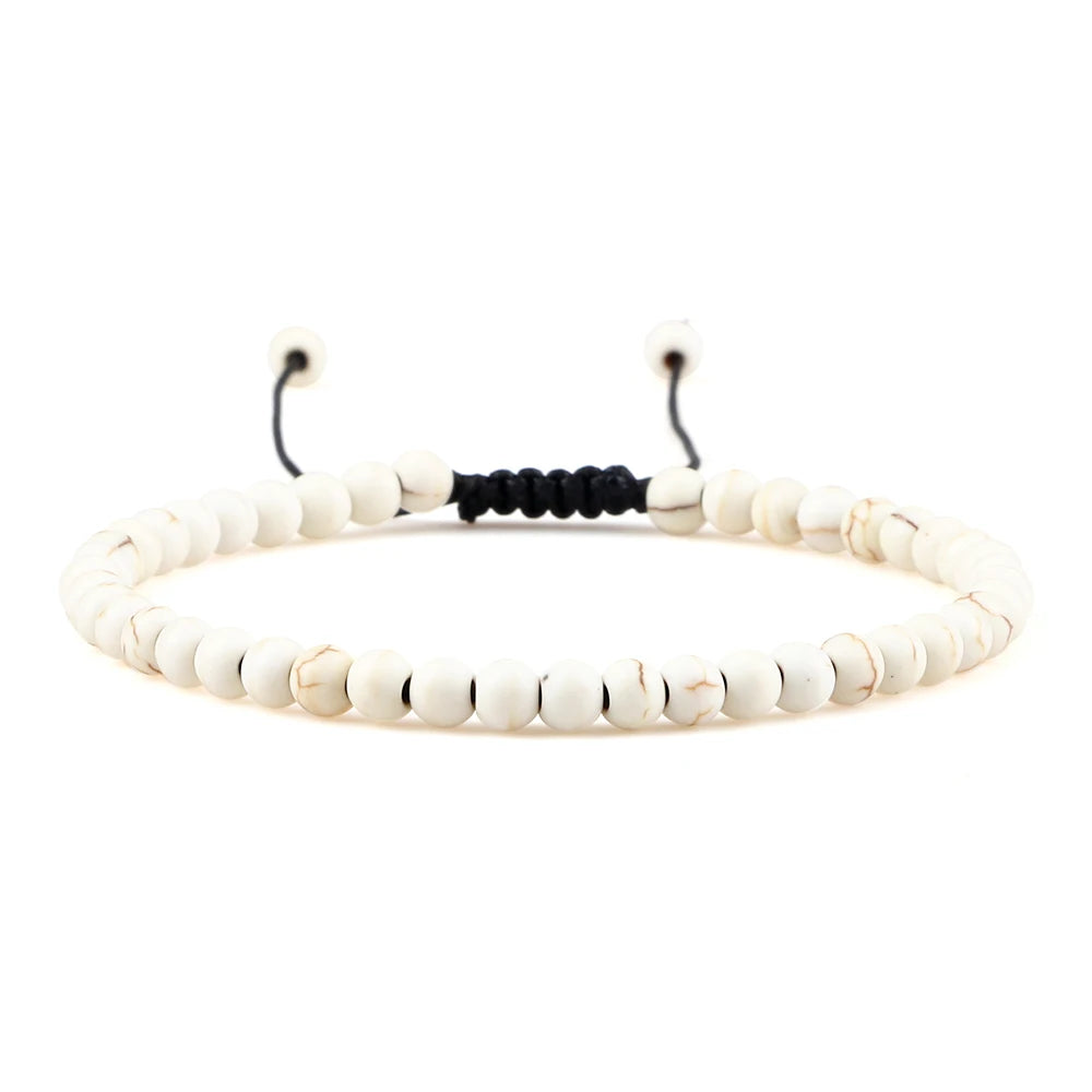 Adjustable Mini Natural Stone Lava Tiger Eye Beaded Bracelets & Bangle for Women Men Chakra Beads Braided Bracelet Charm Jewelry
