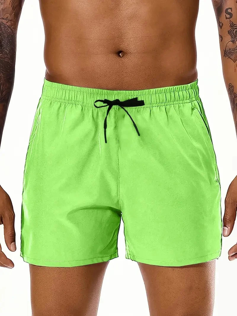 Men 2025 New Summer Beach New Models Solid Color Fashion Leisure Comfortable Elastic Waist Double Pockets Cool Sports Shorts