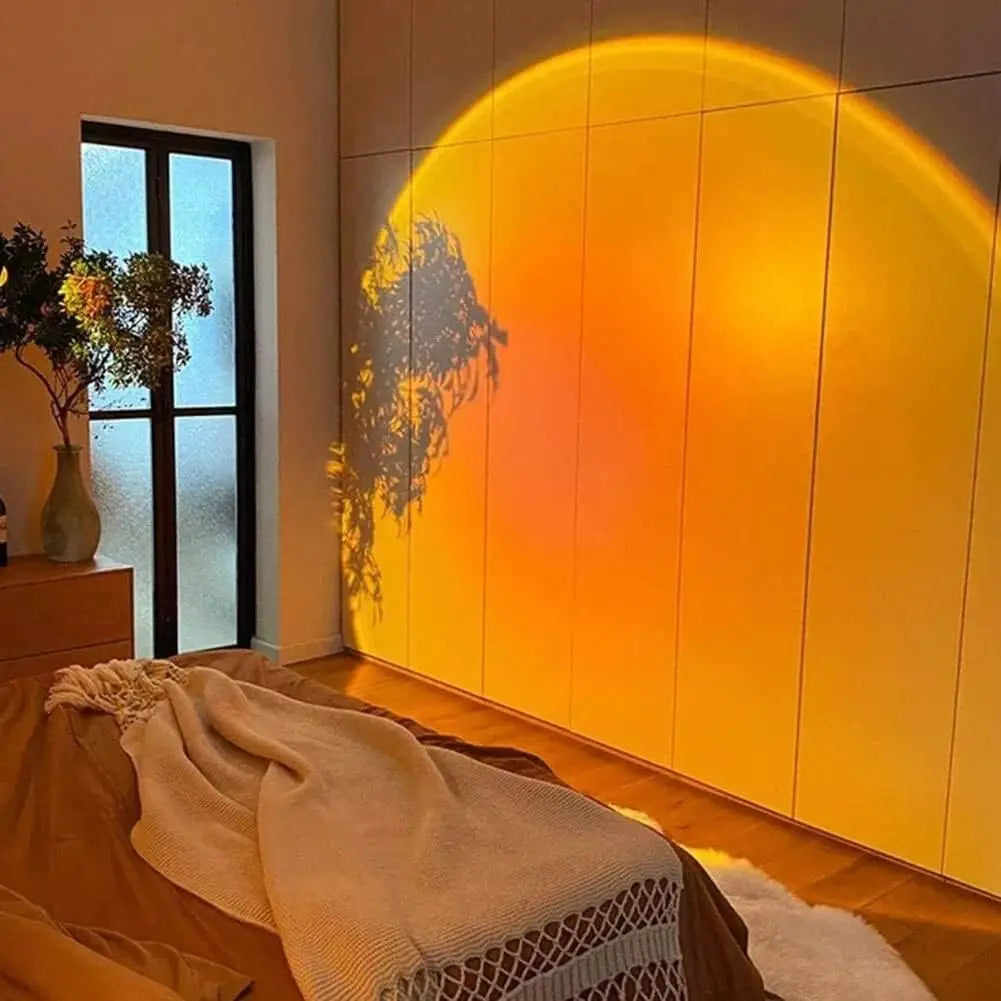 Sunset Projection Lamp — Rotating Rainbow Atmosphere Light for Home & Photos