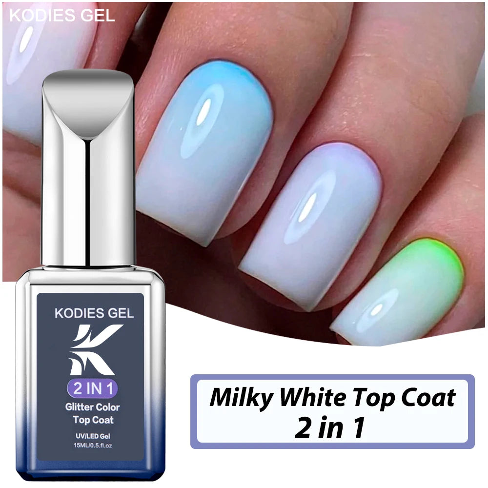 KODIES GEL 15ml Milky White Top Coat – UV Gel Nail Polish Sealer