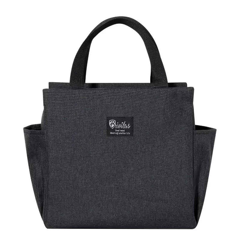 Insulated Lunch Bag with Side Pockets – Beverage & Bento Storage Tote