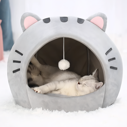 Warm Kitten Cave Tent Bed – Cosy Cushioned Hideaway for Cats & Small Dogs