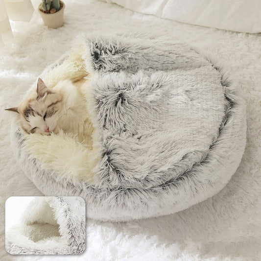 2-in-1 Cozy Calming Pet Bed for Dogs & Cats