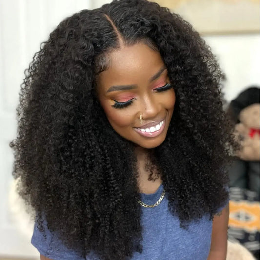 Kinky Curly Glueless 4x4 Lace Front Human Hair Wig – Wear & Go Wig for Women