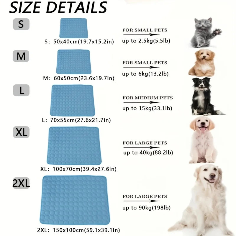 Dog & Cat Summer Cooling Mat – Extra Large Pet Cold Pad Blanket for Dogs & Cats