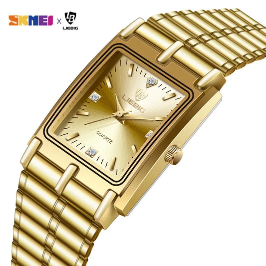 Luxury Gold Steel Bracelet Quartz Watch – Unisex Dress Watch