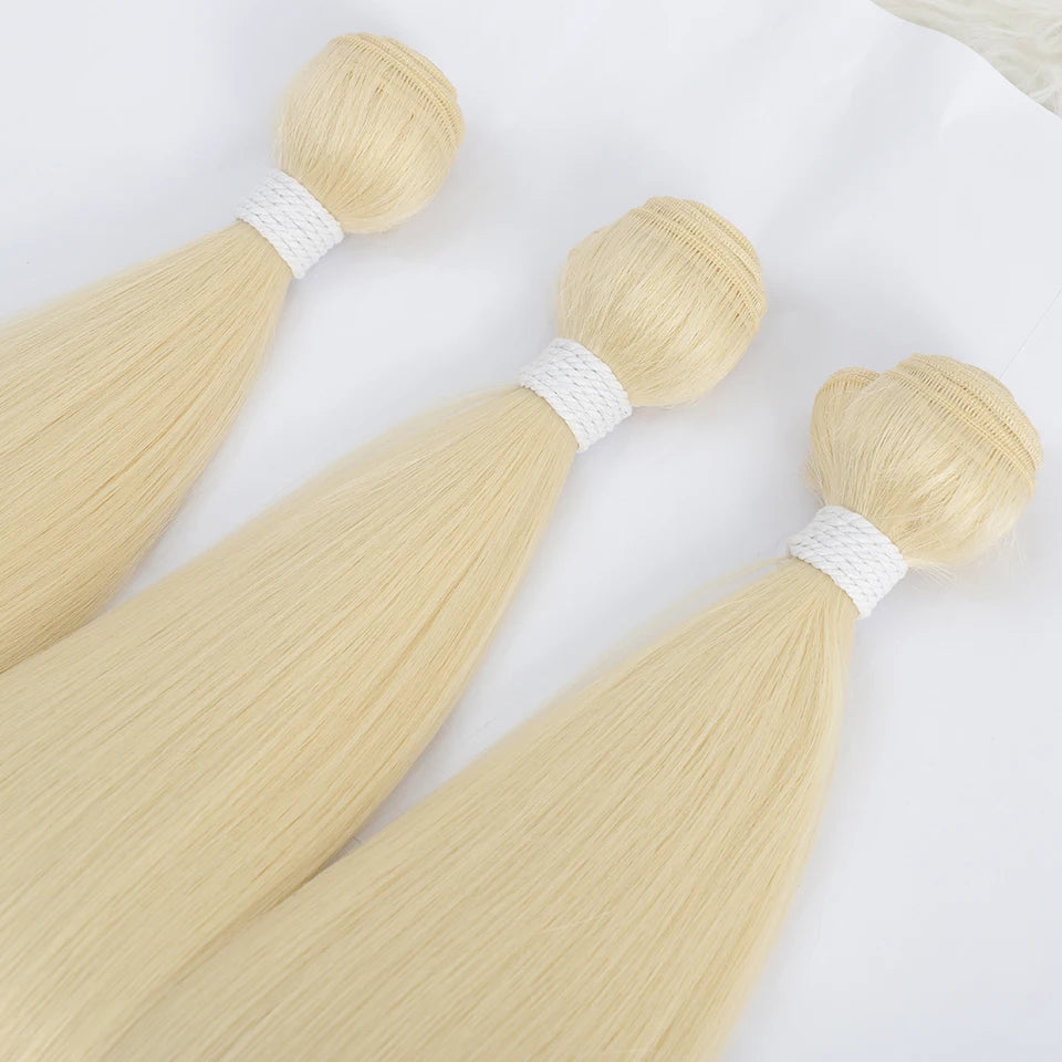 Bone Straight Synthetic Hair Bundles – Natural Super Long Yaki Straight Hair Weaving Extensions
