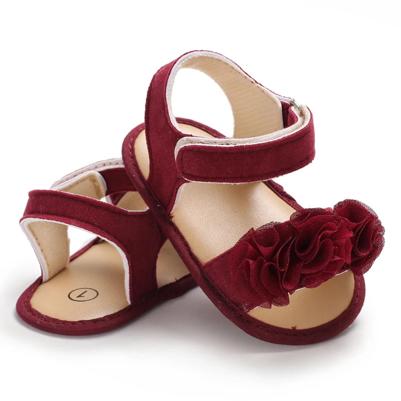 Baby Girls Sandals Soft Sole Summer Infant Wedding Dress Flat Shoes Beach Sandal Newborn Crib Shoes First Walkers