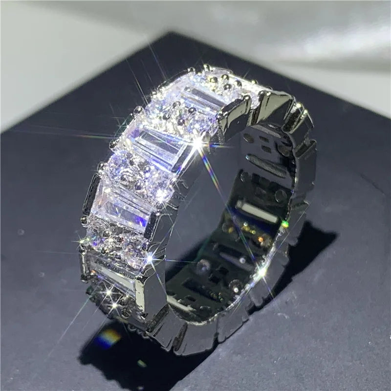 Wholesale Eternity Band Promise ring 925 Sterling silver Diamond cz Engagement Wedding Rings for women Men Finger Party Jewelry