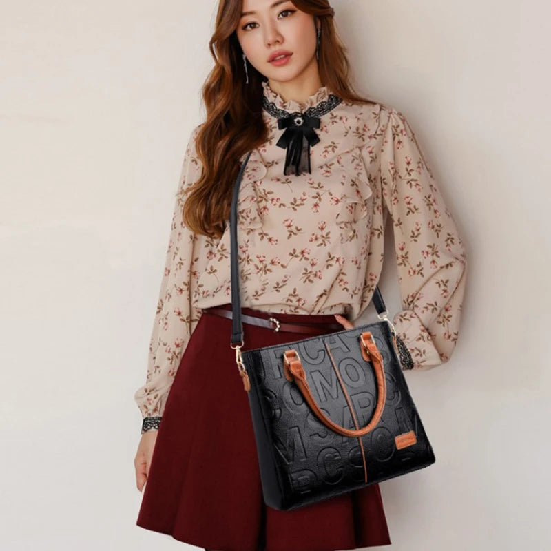 PU Leather Large Capacity Luxury Tote Shoulder Bag – Women's Travel Handbag