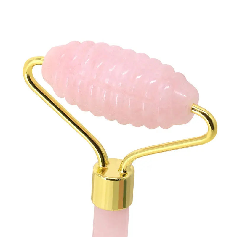Rose Quartz Face Roller & Gua Sha Set – Natural Stone Facial Massage Beauty Tools
