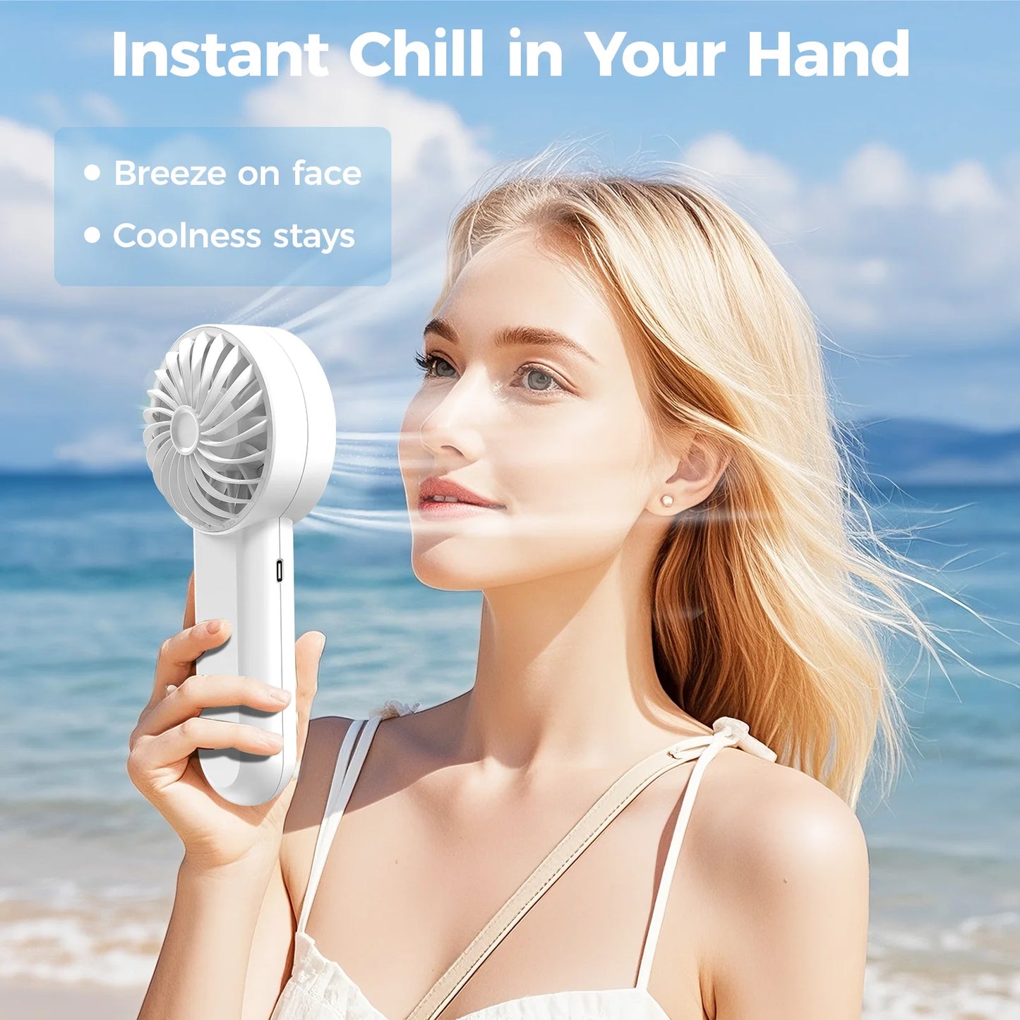 2-in-1 Rechargeable Multifunction Handheld Fan and Powerbank for Household Car Outdoor Hotel RV Use