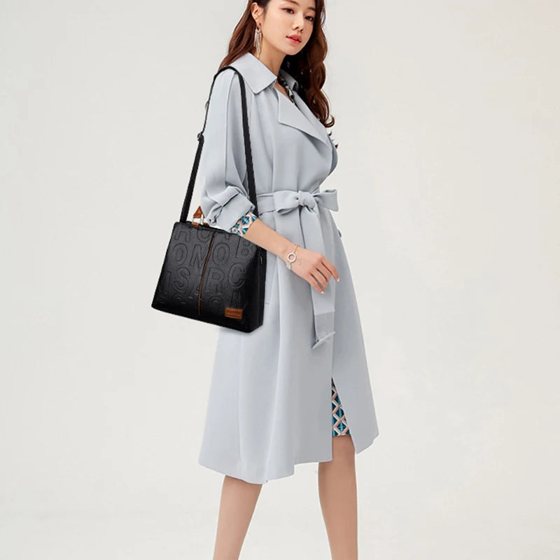 PU Leather Large Capacity Luxury Tote Shoulder Bag – Women's Travel Handbag