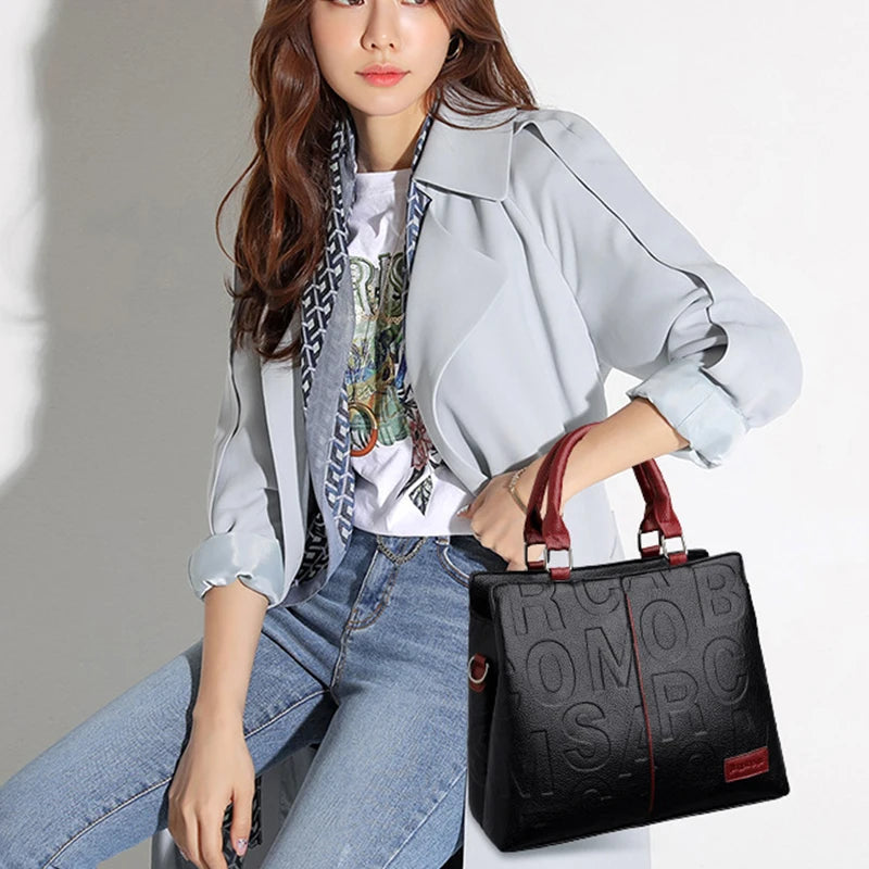 PU Leather Large Capacity Luxury Tote Shoulder Bag – Women's Travel Handbag