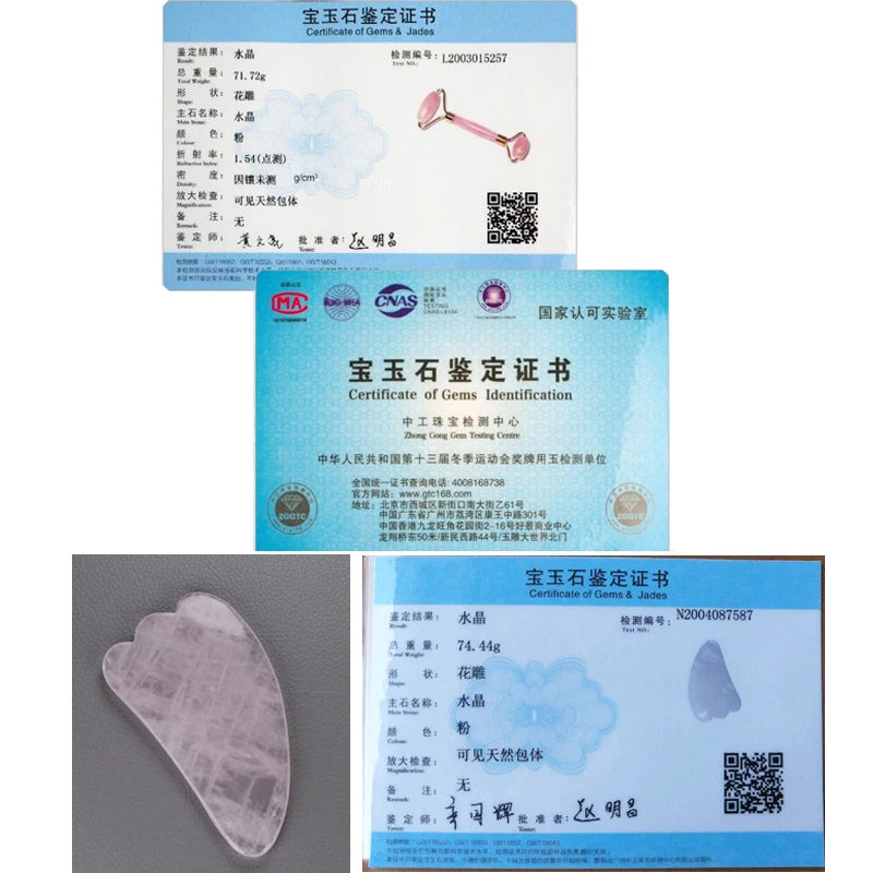 Rose Quartz Face Roller & Gua Sha Set – Natural Stone Facial Massage Beauty Tools