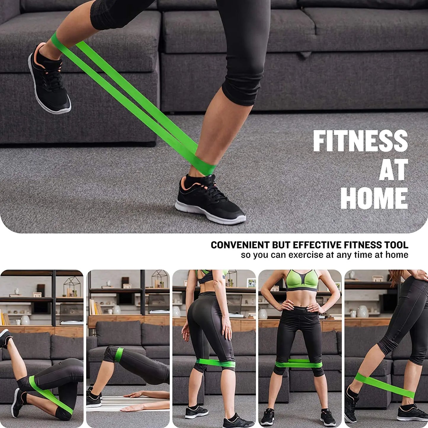 Resistance Exercise Loop Bands Set – 5 Levels for Women & Men Booty & Leg Training