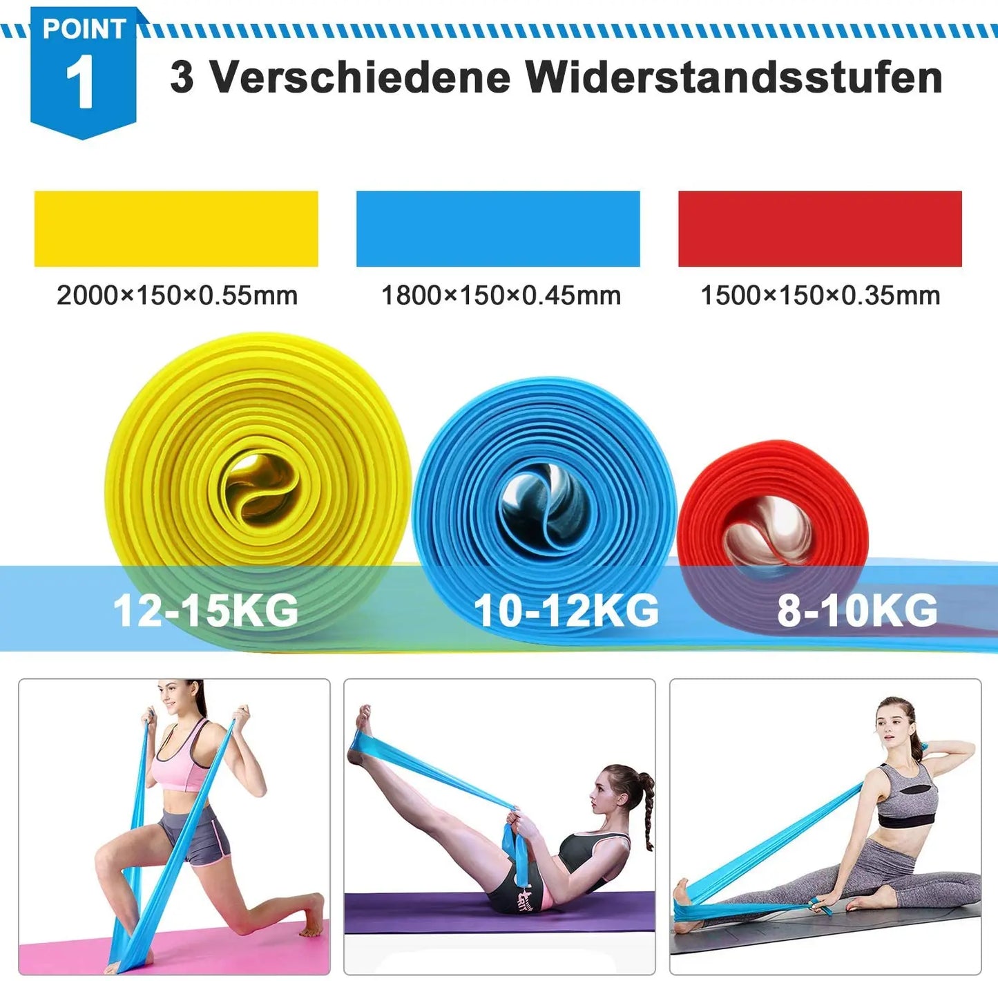 3-Piece Elastic Resistance Band Set – Yoga, Pilates & Crossfit Stretch Bands