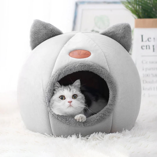 Winter Cave Dog Bed – Warm Indoor Tent Nest for Small Dogs & Cats
